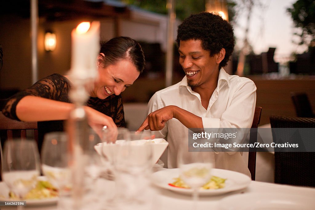 Couple having dinner in restaurant