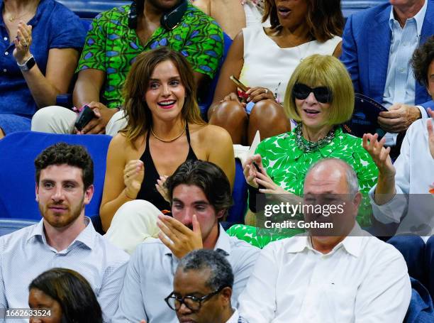 Emma Watson and Anna Wintour are seen at the 2023 US Open Tennis Championships on September 05, 2023 in New York City.