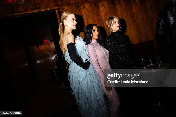 Nicole Kidman, Kim Kardashian and Isabelle Huppert at the Kering Foundation Caring for Woman Dinner on September 12, 2023 in New York, New York.