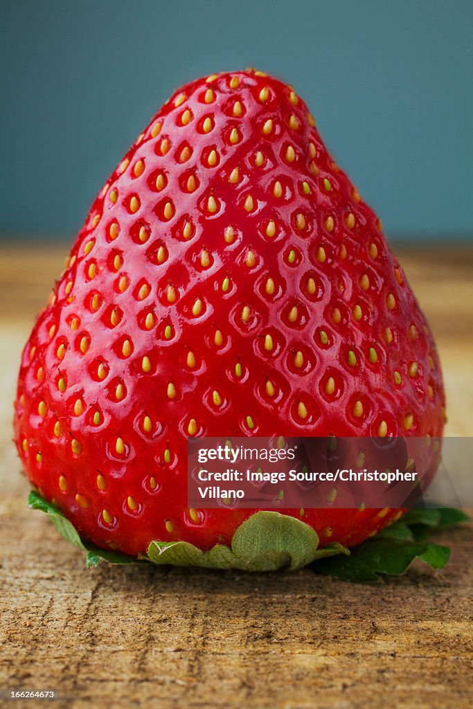 Close up of strawberry on board