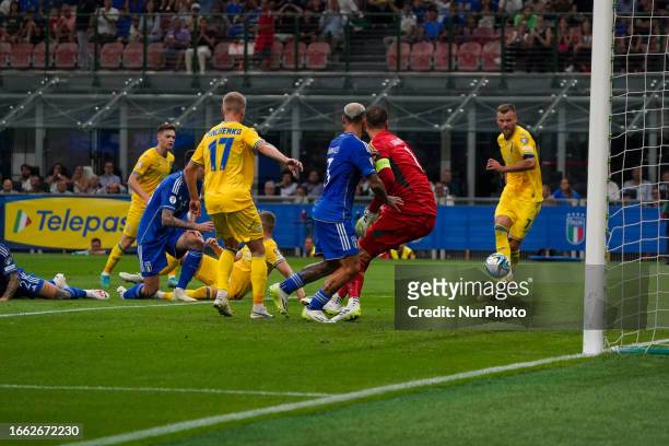 Andriy Yarmolenko score goal, during Italy against Ukraine, UEFA Euro 2024: qualification stage Group C at Giuseppe Meazza Stadium on September 12th,...