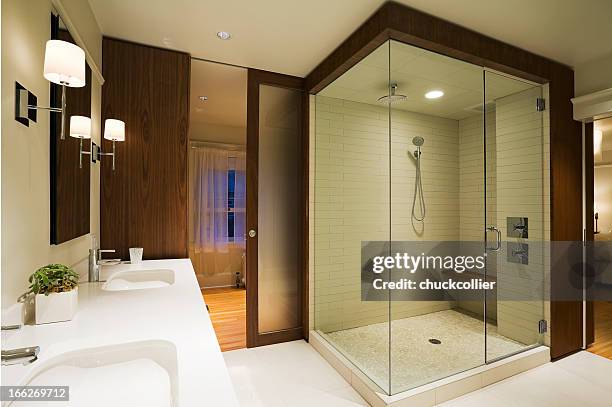 moderna casa de banho mestre - casa de banho de suite imagens e fotografias de stock