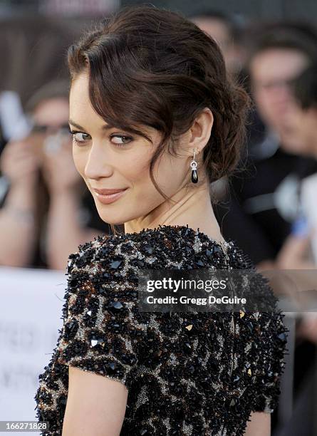 Actress Olga Kurylenko arrives at the Los Angeles premiere of "Oblivion" at Dolby Theatre on April 10, 2013 in Hollywood, California.