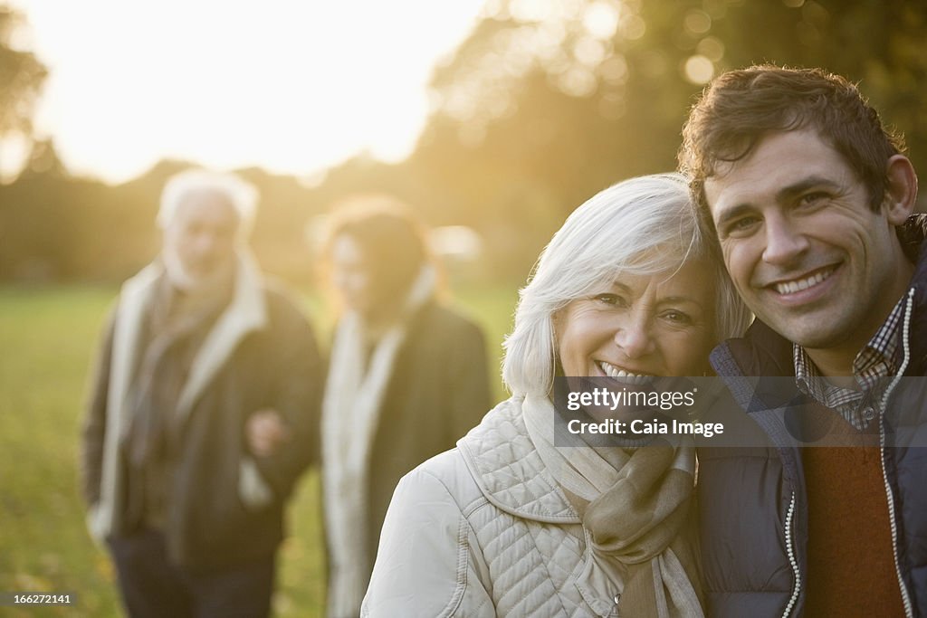 Family walking together in park