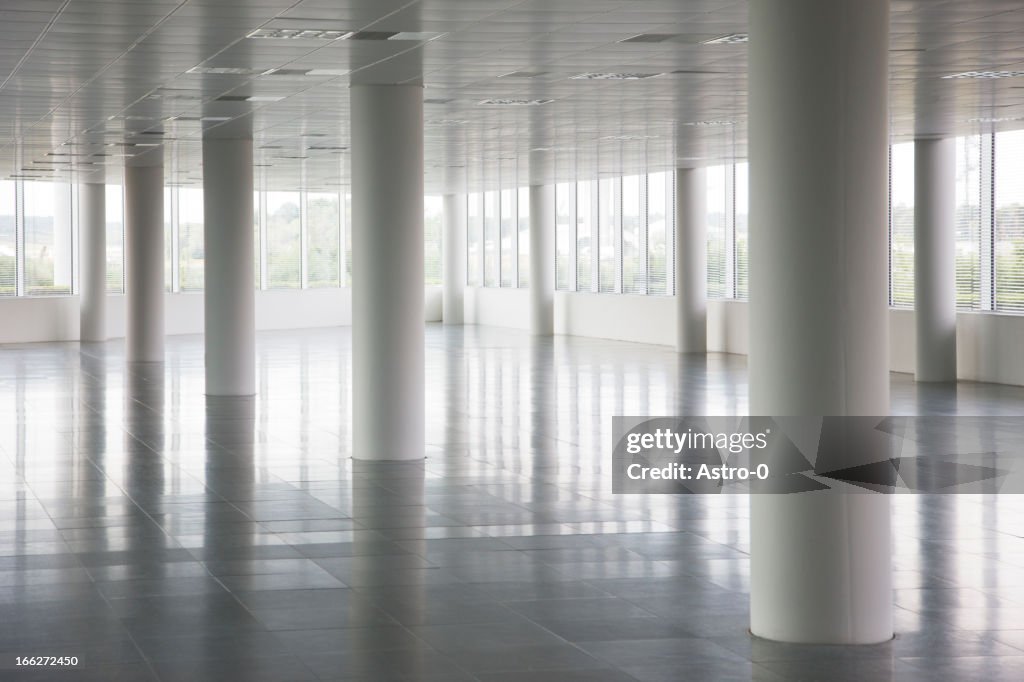 Pillars in empty office building