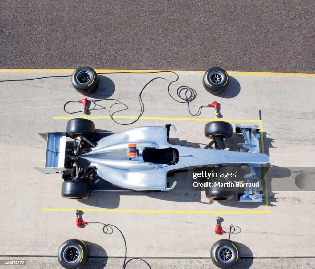 Race car sitting at pit stop