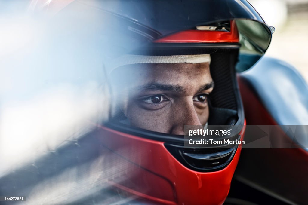 Racer sitting in car