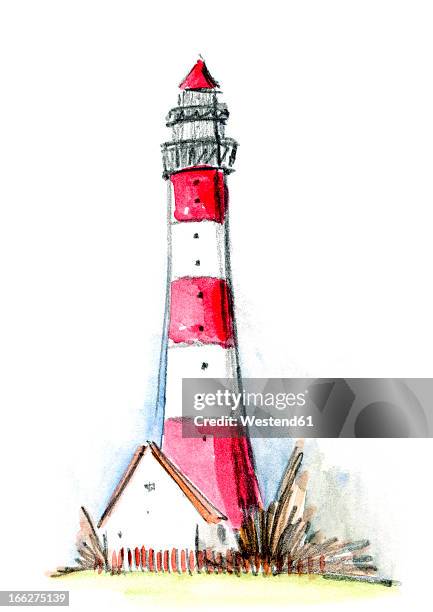 illustration, lighthouse - red lighthouse stock illustrations