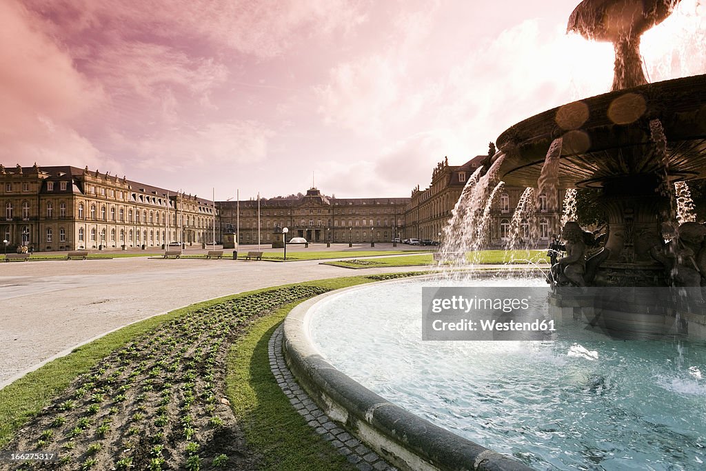 Germany, Stuttgart, Fountain at the Schlossplatz