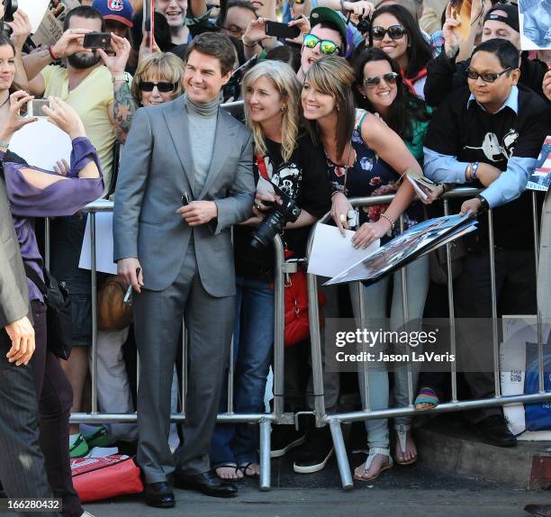 Actor Tom Cruise attends the premiere of "Oblivion" at the Dolby Theatre on April 10, 2013 in Hollywood, California.