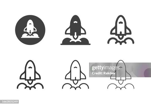 rocket icons - multi series - fighter-pilot-icon stock illustrations