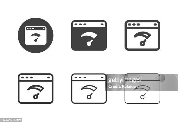 internet speedometer icons - multi series - fast form stock illustrations