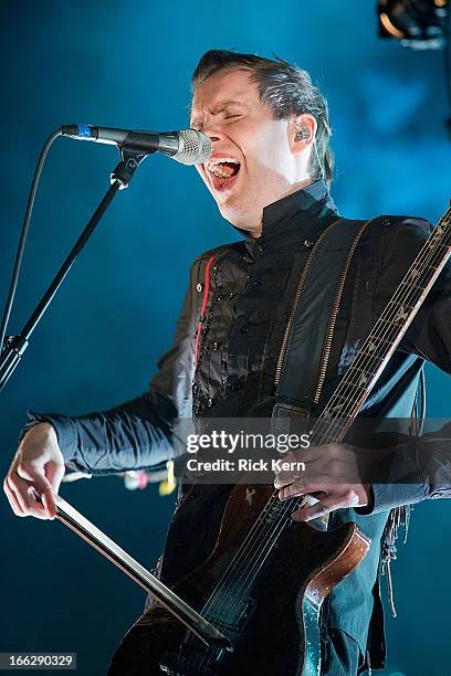 Musician Jonsi Birgisson of Sigur Ros performs in concert at the Cedar Park Center on April 10, 2013 in Cedar Park, Texas.