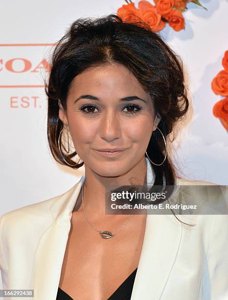 Actress Emmanuelle Chriqui attends the 3rd Annual Coach Evening to benefit Children's Defense Fund at Bad Robot on April 10, 2013 in Santa Monica,...