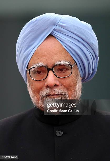 Indian Prime Minister Manmohan Singh arrives at the Chancellery on April 11, 2013 in Berlin, Germany. Singh and the Indian government are in Berlin...