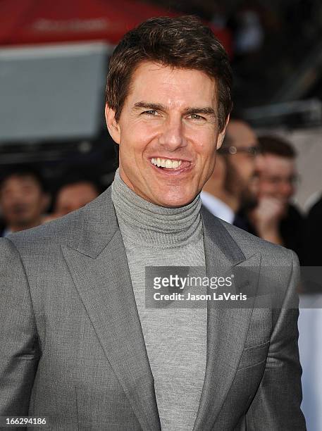 Actor Tom Cruise attends the premiere of "Oblivion" at the Dolby Theatre on April 10, 2013 in Hollywood, California.