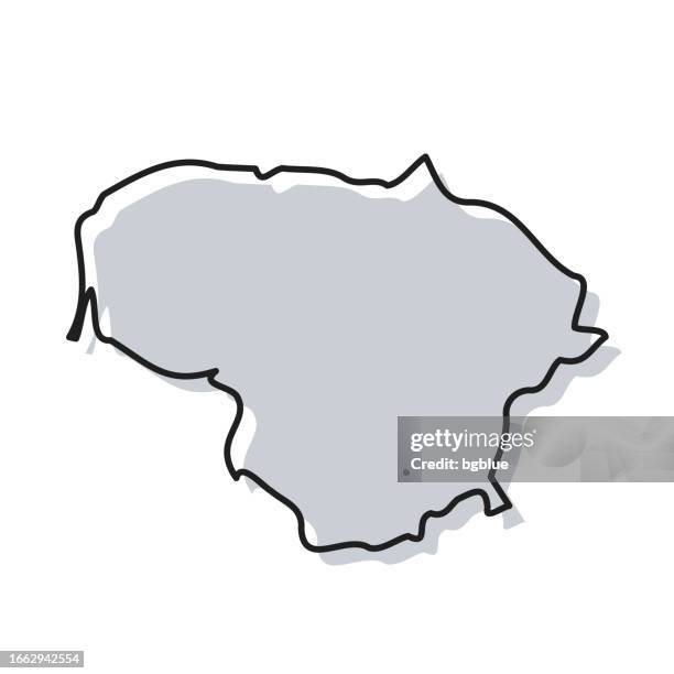 lithuania map hand drawn on white background - trendy design - lithuania stock illustrations
