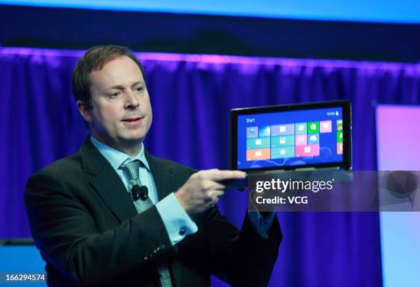 Kirk Skaugen, senior vice president and general manager of the PC Client Group for Intel Corporation, speeks during Intel Developer Forum at National...