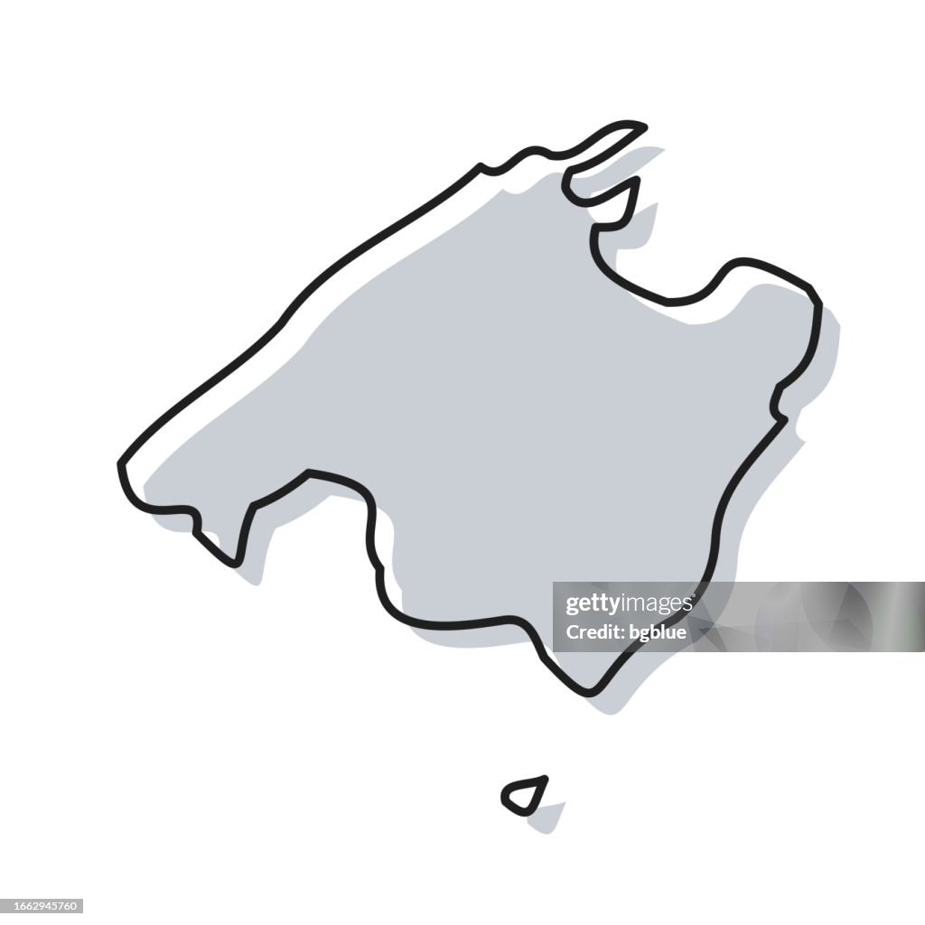 Majorca Map. Easy Majorca Map Hand Drawn On White Background Trendy Design High-Res ...