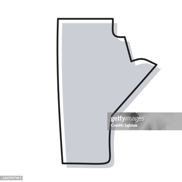 manitoba map hand drawn on white background - trendy design - manitoba stock illustrations
