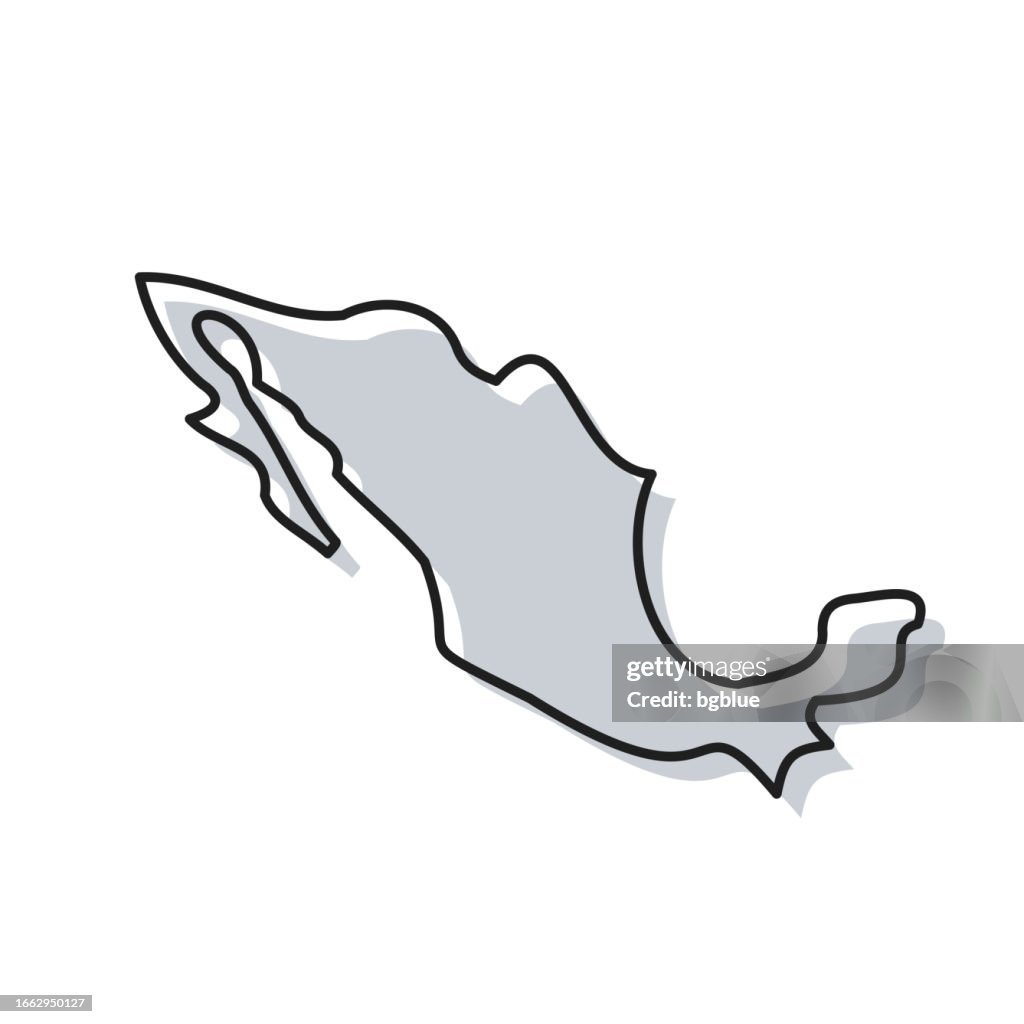 Mexico map hand drawn on white background - Trendy design