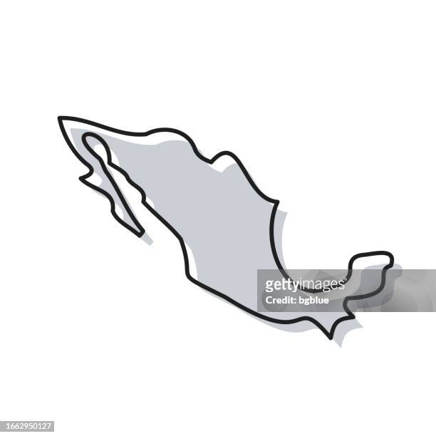 mexico map hand drawn on white background - trendy design - mexico map 幅插畫檔、美工圖案、卡通及圖標