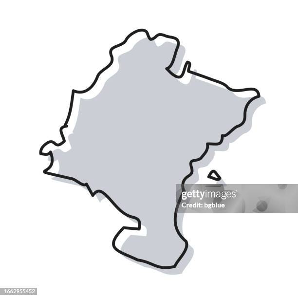 navarre map hand drawn on white background - trendy design - navarra stock illustrations