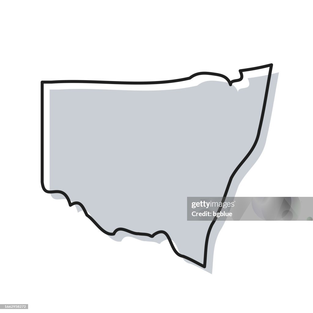 New South Wales map hand drawn on white background - Trendy design