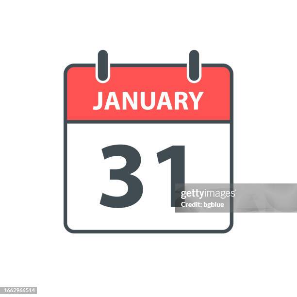 january 31 - daily calendar icon in flat design style on white background - 31 january stock illustrations