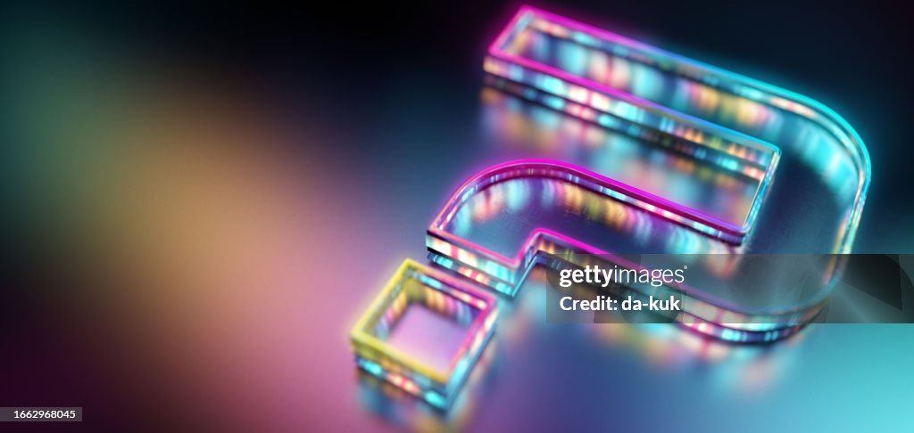 Got questions? Vibrant modern question mark on digital background 3D render