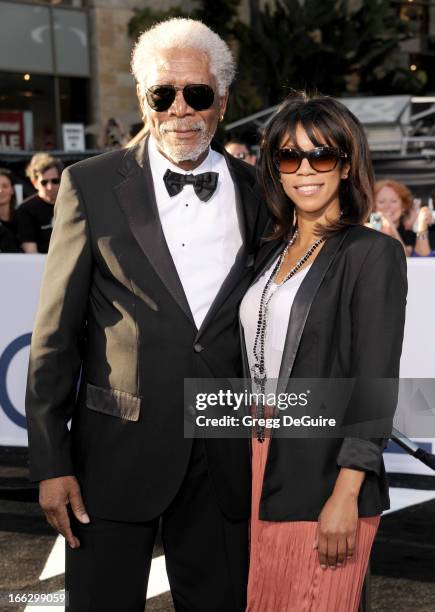 Actor Morgan Freeman and daughter Morgana Freeman arrive at the Los Angeles premiere of "Oblivion" at Dolby Theatre on April 10, 2013 in Hollywood,...