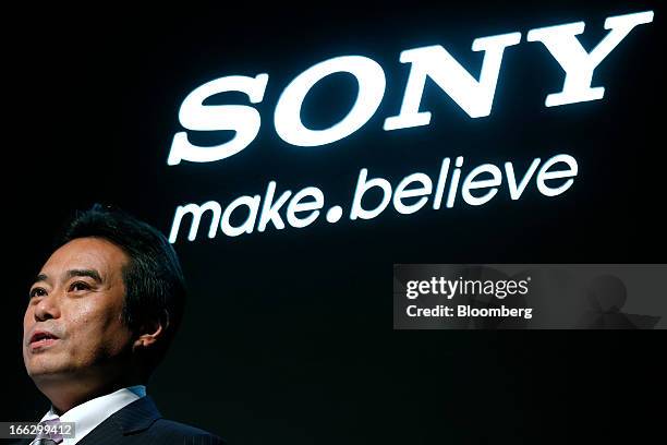 Masashi Imamura, senior vice president at Sony Corp., speaks during the launch event for the company's Bravia 4K liquid crystal display televisions...