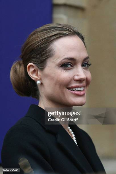 Actress Angelina Jolie arrives at Lancaster House before attending the G8 Foreign Ministers' conference on April 11, 2013 in London, England. G8...