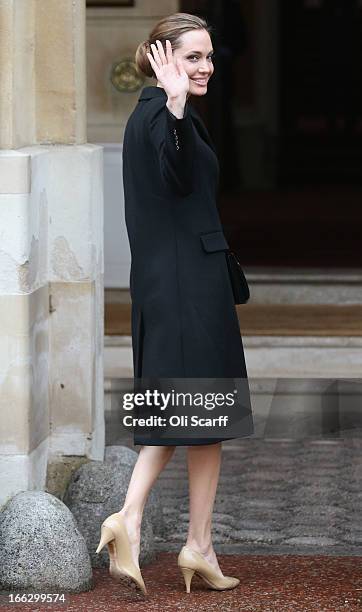 Actress Angelina Jolie arrives at Lancaster House before attending the G8 Foreign Ministers' conference on April 11, 2013 in London, England. G8...