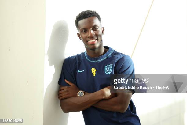 Eddie Nketiah of England poses for a photograph at St George's Park on September 05, 2023 in Burton upon Trent, England.
