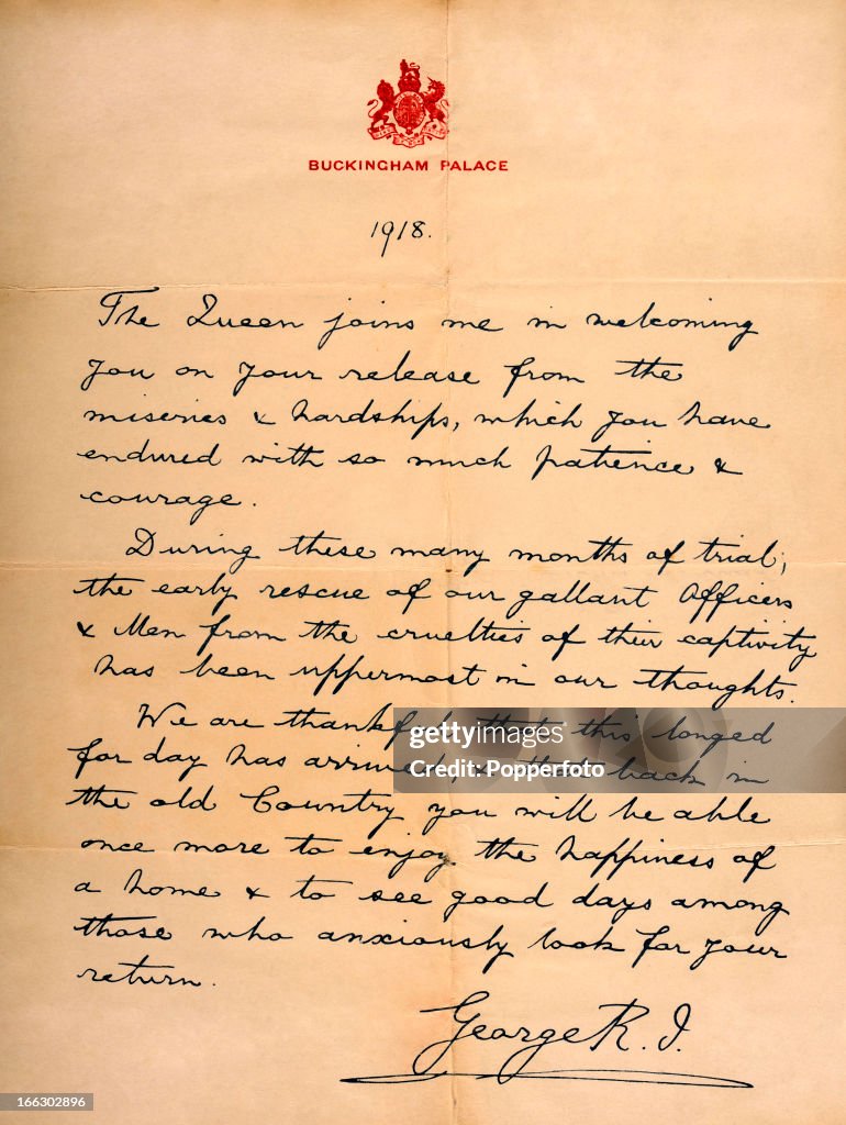 George V Letters An original handwritten letter sent by King George V to all Prisoners ...