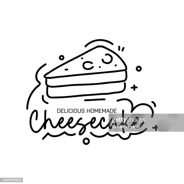 cheesecake vector handwritten lettering with cake icon. - vanilla extract baking stock illustrations