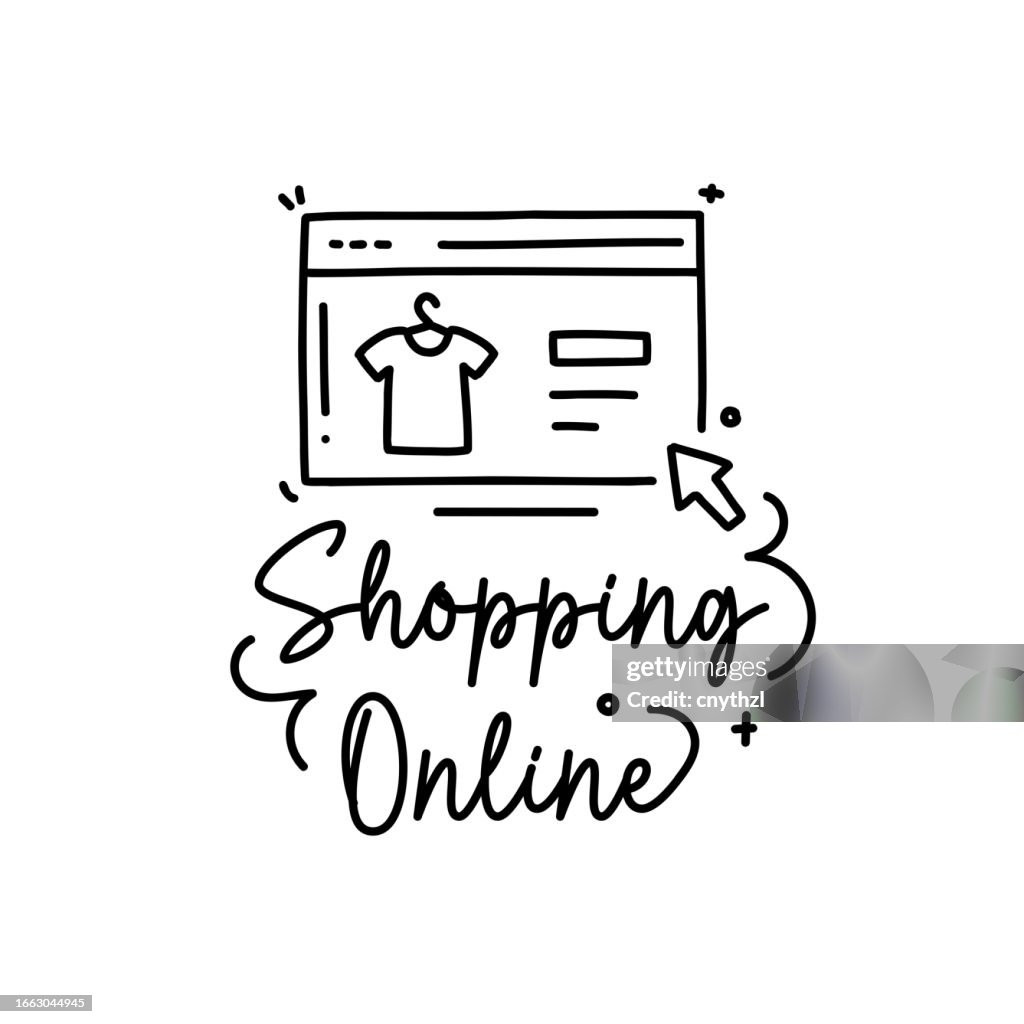 Shpping Lettering Shopping Online Vector Handwritten Lettering Webpage Online Shopping ...