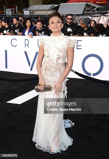 Actress Agnes Monica arrives at the premiere of Universal Pictures' 'Oblivion' at Dolby Theatre on April 10, 2013 in Hollywood, California.