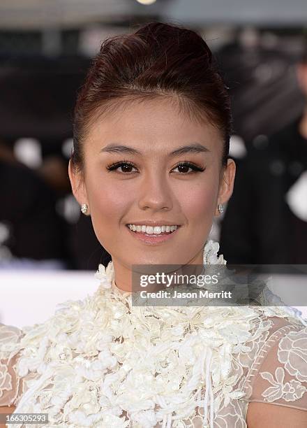 Actress Agnes Monica arrives at the premiere of Universal Pictures' 'Oblivion' at Dolby Theatre on April 10, 2013 in Hollywood, California.