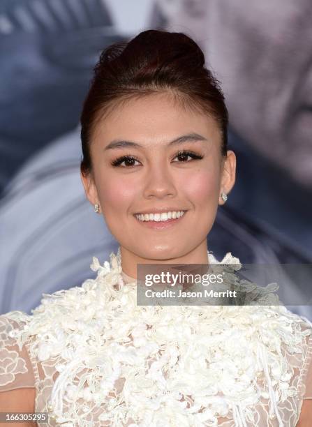 Actress Agnes Monica arrives at the premiere of Universal Pictures' 'Oblivion' at Dolby Theatre on April 10, 2013 in Hollywood, California.