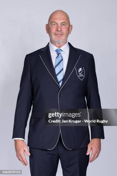 Vern Cotter, Coach of Romania, poses for a portrait during the Romania Rugby World Cup 2023 Squad photocall on September 04, 2023 in Bordeaux, France.