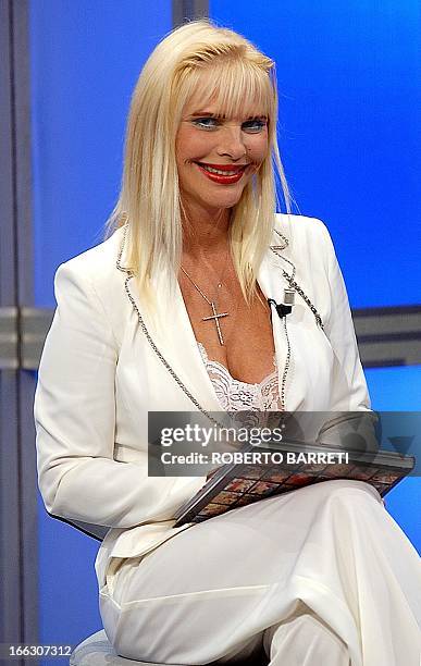 This file picture of former porn star, Hungarian-born Ilona Staller, better known as "Cicciolina" taken on August 5, 2004 during the presentation of...