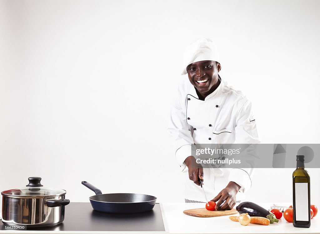 Chef cooking in his kitchen