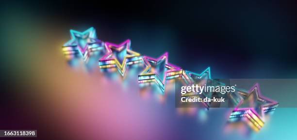 five star rating modern background. cgi 3d render - qualidade imagens e fotografias de stock