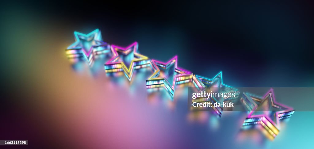 Five Star Rating modern background. CGI 3D render