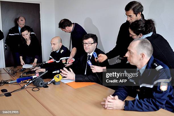 Prosecutor Herve Lollic gives a press conference on April 11, 2013 in La Roche-sur-Yon, about the Rene Couzinet college where an eleven years old...