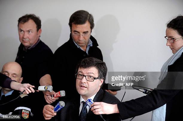 Prosecutor Herve Lollic gives a press conference on April 11, 2013 in La Roche-sur-Yon, about the Rene Couzinet college where an eleven years old...