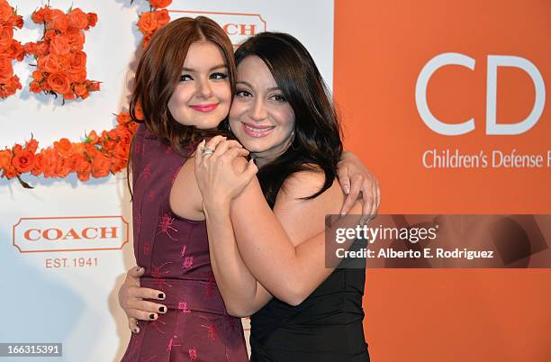 Actress Ariel Winter and Shanellle Gray attend the 3rd Annual Coach Evening to benefit Children's Defense Fund at Bad Robot on April 10, 2013 in...