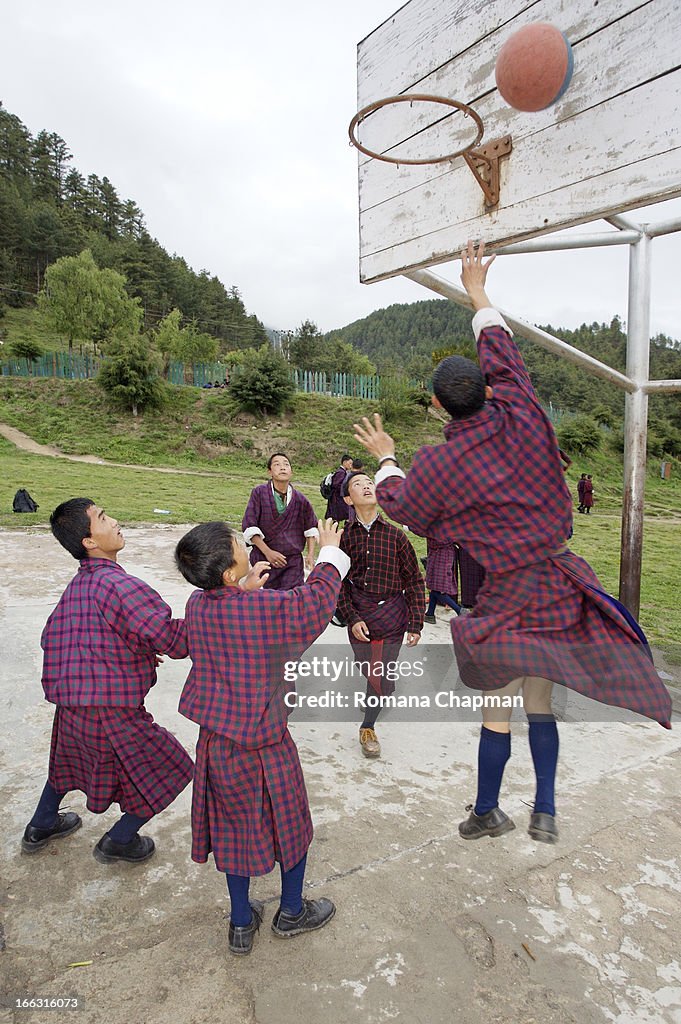 Basketball in school yard